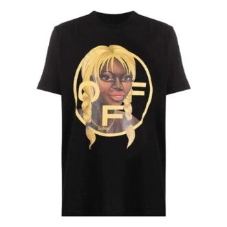 Off-White x Theophilus London Tricou casual cu imprimeu încrucișat, guler rotund și mâneci scurte, negru