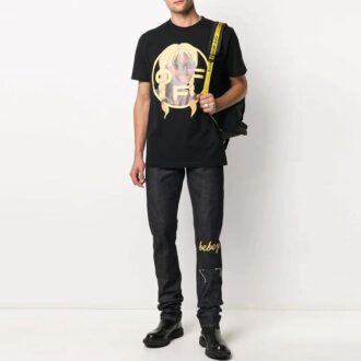 Off-White x Theophilus London Tricou casual cu imprimeu încrucișat, guler rotund și mâneci scurte, negru