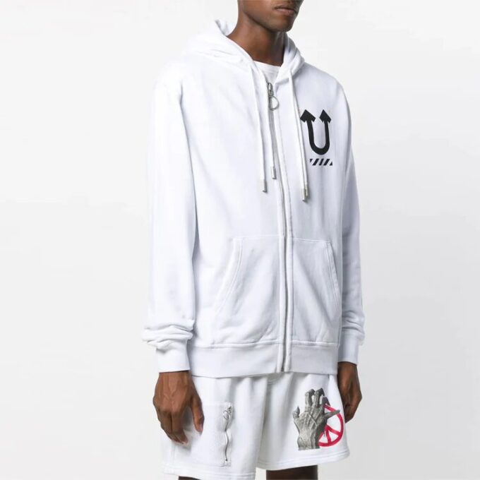 Off-White x UNDERCOVER Crossover cu imprimeu logo pe ambele părți, alb