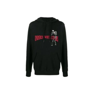Off-White x UNDERCOVER Tricou cu mâneci lungi, cu glugă și imprimeu scheletic, negru