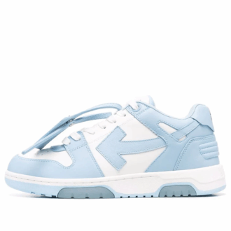 Out Of Office din piele de vițel, model scurt „White Blue”