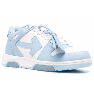 Out Of Office din piele de vițel, model scurt „White Blue”
