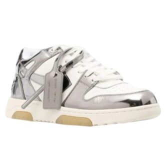 Out Of Office Low-Top Patent Sneakers „Silver White”
