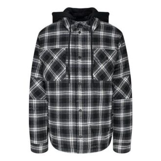 Palton cu mâneci lungi și glugă în carouri FW20 pentru bărbați, negru