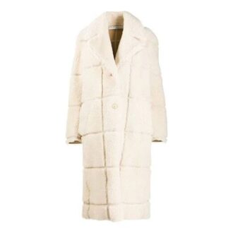 Palton Off-White, culoare solidă, croială largă, alb cremos