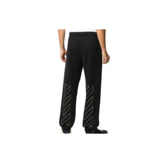 Pantaloni bărbați cu imprimeu cu dungi diagonale, negri