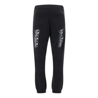 Pantaloni bărbați cu imprimeu logo FW20, negri