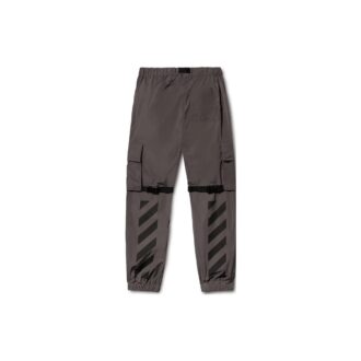 Pantaloni cargo cu dungi diagonale din poliester „Gri închis”