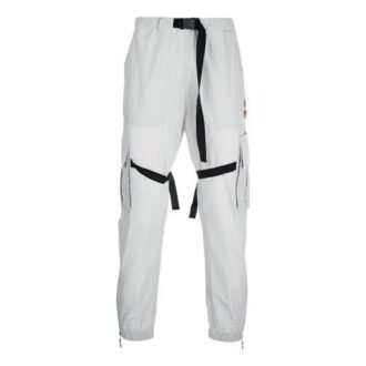 Pantaloni cargo cu imprimeu logo Pantaloni casual funcționali gri deschis
