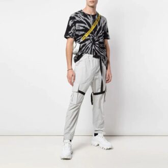 Pantaloni cargo cu imprimeu logo Pantaloni casual funcționali gri deschis