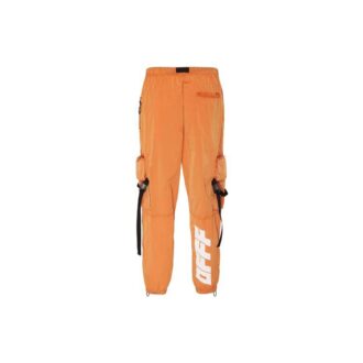 Pantaloni cargo din nailon, stil urban, cu logo simplu