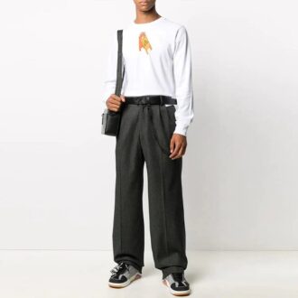 Pantaloni casual bărbați Off-White, culoare solidă, croială largă, gri