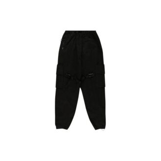 Pantaloni casual cargo cu logo și buzunare multiple, negri