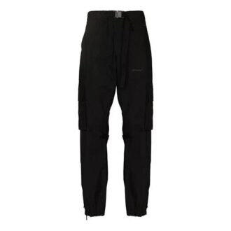 Pantaloni casual cargo FW21 cu logo, culoare solidă, versiune standard, negru