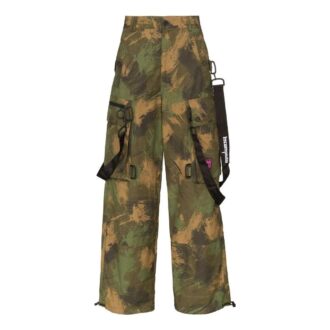 Pantaloni casual cargo Off-White pentru bărbați, colecția SS22, cu imprimeu, croială largă, verde