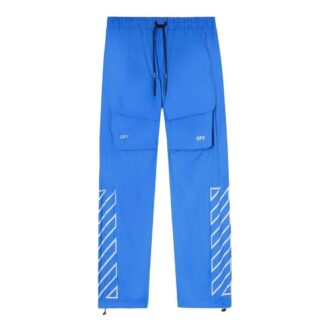 Pantaloni casual cu șireturi și imprimeu Off-White pentru bărbați SS22, albastru Pantaloni casual cu șireturi și imprimeu Off-White pentru bărbați SS22, albastru