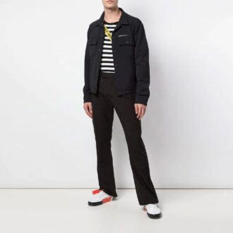 Pantaloni casual cu logo, versiune slim fit, negru