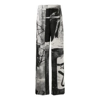 Pantaloni casual drepți cu talie înaltă Off-White pentru bărbați, colecția SS22, croi larg Pantaloni casual drepți cu talie înaltă Off-White pentru bărbați, colecția SS22, croi larg