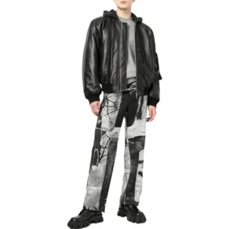 Pantaloni casual drepți cu talie înaltă Off-White pentru bărbați, colecția SS22, croi larg Pantaloni casual drepți cu talie înaltă Off-White pentru bărbați, colecția SS22, croi larg