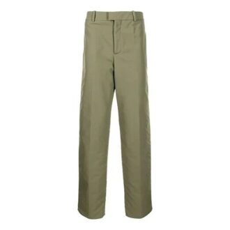 Pantaloni casual drepți, de culoare solidă, pentru bărbați, Off-White, croială largă, verde Pantaloni casual drepți, de culoare solidă, pentru bărbați, Off-White, croială largă, verde
