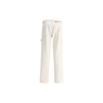 Pantaloni casual drepți, de culoare solidă, pentru bărbați, Off-White SS22, albi Pantaloni casual drepți, de culoare solidă, pentru bărbați, Off-White SS22, albi