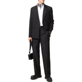 Pantaloni casual drepți Off-White pentru bărbați, colecția SS22, culoare solidă, negru Pantaloni casual drepți Off-White pentru bărbați, colecția SS22, culoare solidă, negru