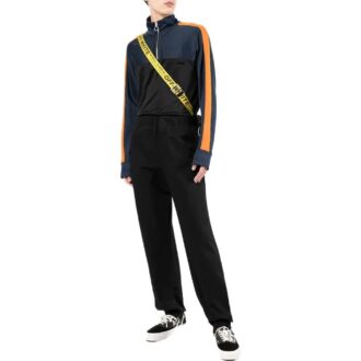 Pantaloni casual drepți Off-White pentru bărbați, colecția SS22, culoare solidă, talie elastică, versiune neagră Pantaloni casual drepți Off-White pentru bărbați, colecția SS22, culoare solidă, talie elastică, versiune neagră