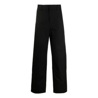 Pantaloni casual drepți Off-White pentru bărbați FW22, cu imprimeu cu dungi, culoare solidă, croială largă, negru Pantaloni casual drepți Off-White pentru bărbați FW22, cu imprimeu cu dungi, culoare solidă, croială largă, negru