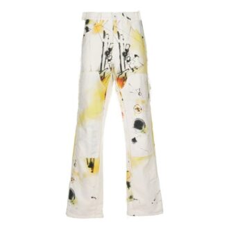 Pantaloni casual drepți pentru bărbați Off-White SS22 cu imprimeu, croială largă Pantaloni casual drepți pentru bărbați Off-White SS22 cu imprimeu, croială largă