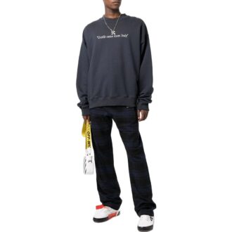 Pantaloni casual în carouri Off-White pentru bărbați SS22, albastru și negru Pantaloni casual în carouri Off-White pentru bărbați SS22, albastru și negru