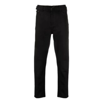 Pantaloni casual Off-White pentru bărbați, colecția SS22, cu talie înaltă și croi drept, de culoare solidă, negru Pantaloni casual Off-White pentru bărbați, colecția SS22, cu talie înaltă și croi drept, de culoare solidă, negru