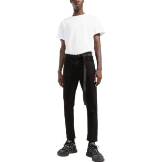 Pantaloni casual Off-White pentru bărbați, colecția SS22, cu talie înaltă și croi drept, de culoare solidă, negru Pantaloni casual Off-White pentru bărbați, colecția SS22, cu talie înaltă și croi drept, de culoare solidă, negru