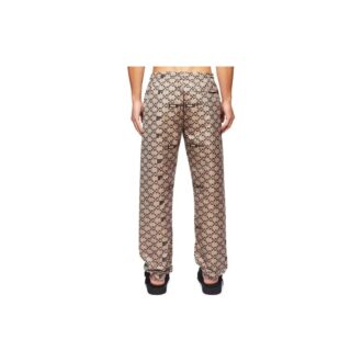 Pantaloni casual Off-White pentru bărbați, cu imprimeu integral cu logo și talie elastică, bej de toamnă Pantaloni casual Off-White pentru bărbați, cu imprimeu integral cu logo și talie elastică, bej de toamnă