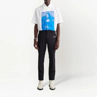 Pantaloni casual Off-White pentru bărbați FW22, cu croi drept, imprimeu cu litere, culoare solidă, versiune standard, negru Pantaloni casual Off-White pentru bărbați FW22, cu croi drept, imprimeu cu litere, culoare solidă, versiune standard, negru
