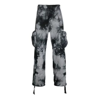 Pantaloni casual Off-White pentru bărbați FW22 cu imprimeu Tie Dye și buzunare 3D, negri Pantaloni casual Off-White pentru bărbați FW22 cu imprimeu Tie Dye și buzunare 3D, negri