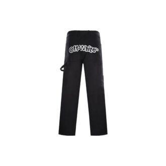 Pantaloni casual Off-White pentru bărbați SS22, de culoare solidă, cu croi drept, model cargo, negri Pantaloni casual Off-White pentru bărbați SS22, de culoare solidă, cu croi drept, model cargo, negri
