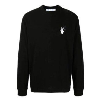 Pantaloni casual pentru bărbați Off-White FW22 cu logo, guler rotund și mâneci lungi, negri Pantaloni casual pentru bărbați Off-White FW22 cu logo, guler rotund și mâneci lungi, negri