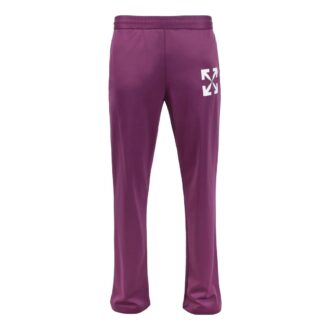 Pantaloni casual pentru bărbați Off-White SS22, culoare solidă, cu imprimeu logo, croi drept, croială largă, violet Pantaloni casual pentru bărbați Off-White SS22, culoare solidă, cu imprimeu logo, croi drept, croială largă, violet