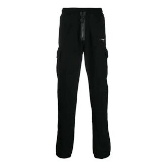 Pantaloni de trening cargo cu imprimeu logo negru