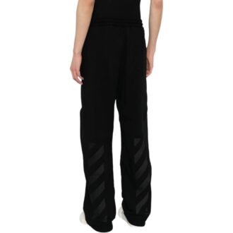 Pantaloni de trening cu dungi diagonale brodate „Negru”