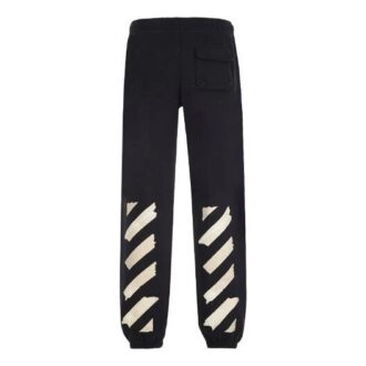 Pantaloni de trening din bumbac pentru bărbați cu logo și dungi largi