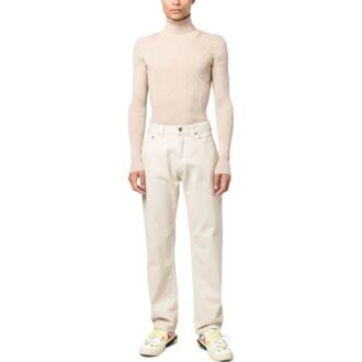 Pantaloni drepți cu fermoar „Beige”