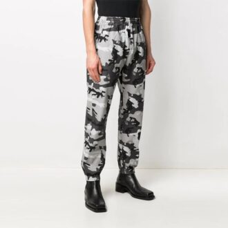 Pantaloni jogger casual cu imprimeu logo SS21, versiune standard, camuflaj, alb