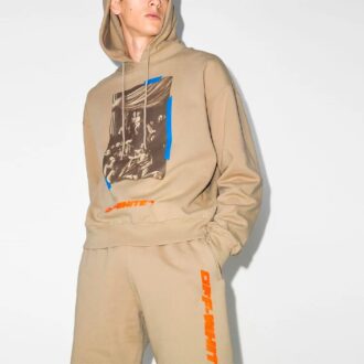 Pantaloni largi kaki pentru bărbați Off-White cu imprimeu alfabet