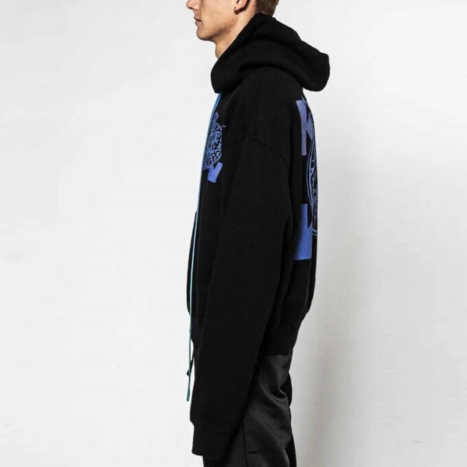 Pantaloni largi Off-White pentru bărbați, cu logo Wizard și Cat Over Arrows, negri