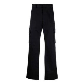 Pantaloni lungi casual cargo Off-White pentru bărbați, FW21, culoare solidă, croială largă, negru