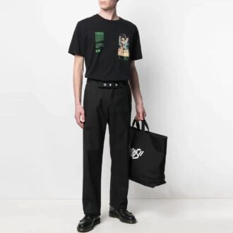 Pantaloni lungi casual cu model logo SS21, negri