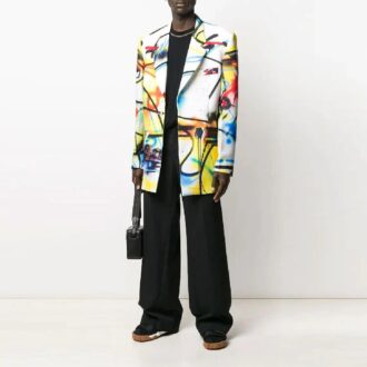 Pantaloni lungi casual Off-White pentru bărbați, de culoare solidă, croi larg, negru
