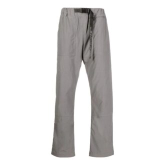 Pantaloni lungi casual Off-White pentru bărbați FW22, de culoare solidă, cu curea, gri