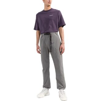 Pantaloni lungi casual Off-White pentru bărbați FW22, de culoare solidă, cu curea, gri
